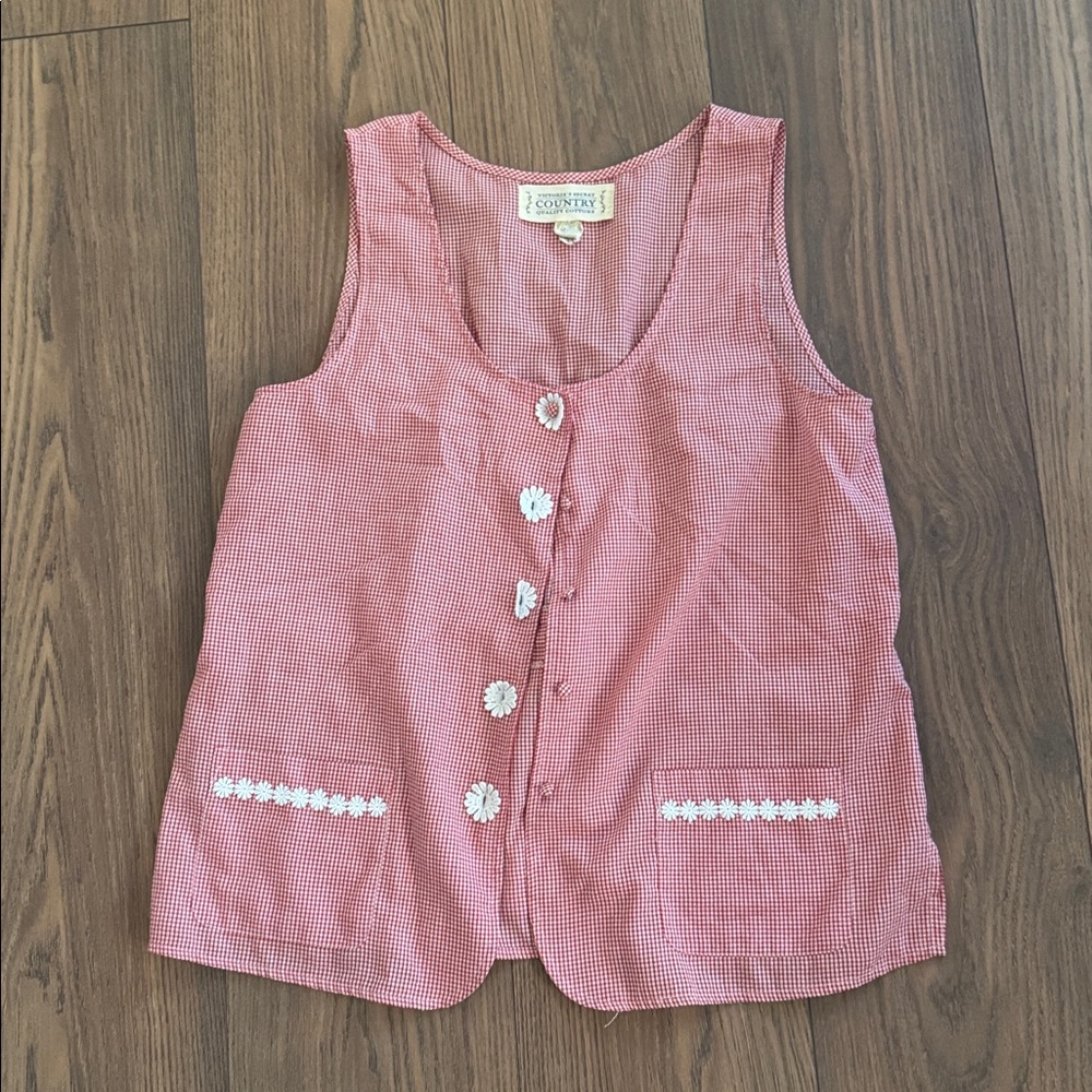 Vintage Victoria's Secret Country Cottons Red Gingham Top size S